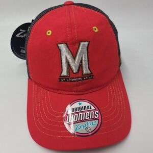 Women Maryland Terrapins Hat Adjustable Zephyr Red Black NCAA University Terps